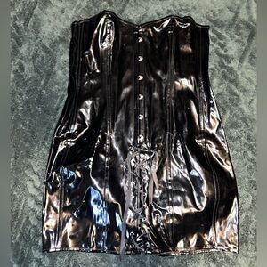 Strapless Goth Shiny Vinyl Corset Dress